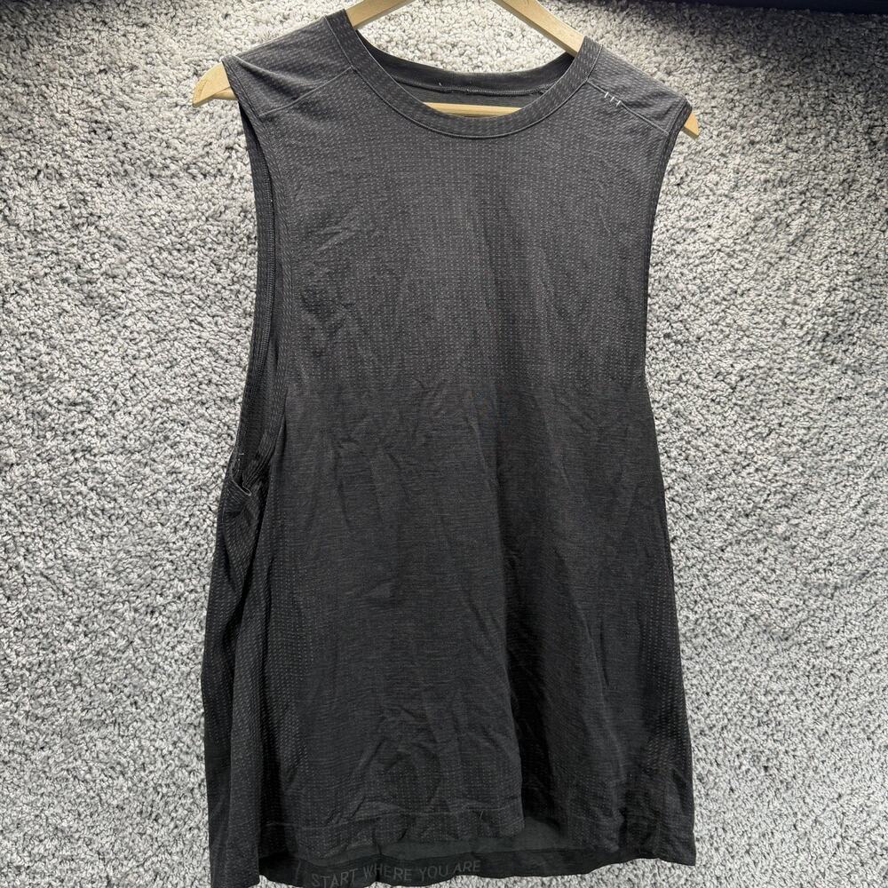Lululemon Men’s Black Sleeveless Mesh Workout Tank Top Athletic Training Small